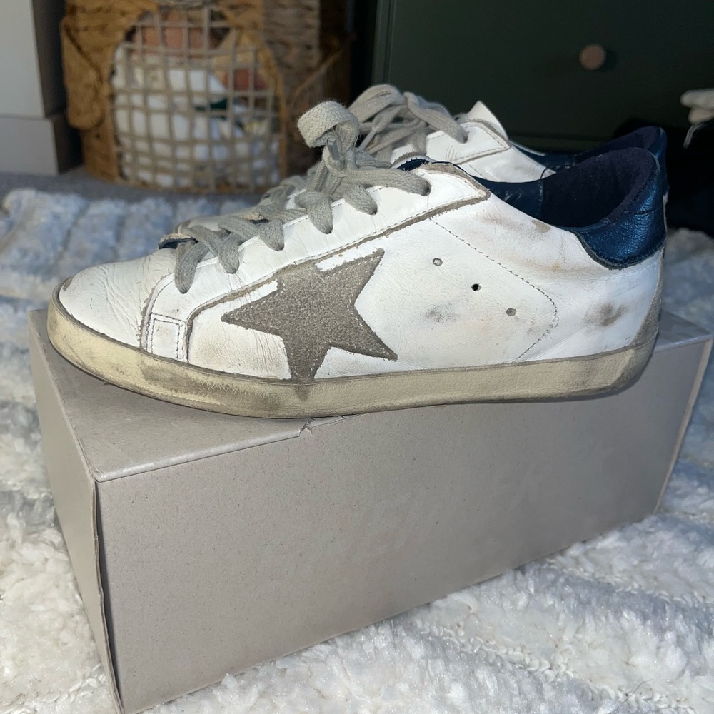 Golden Goose White and Gray Star Sneakers